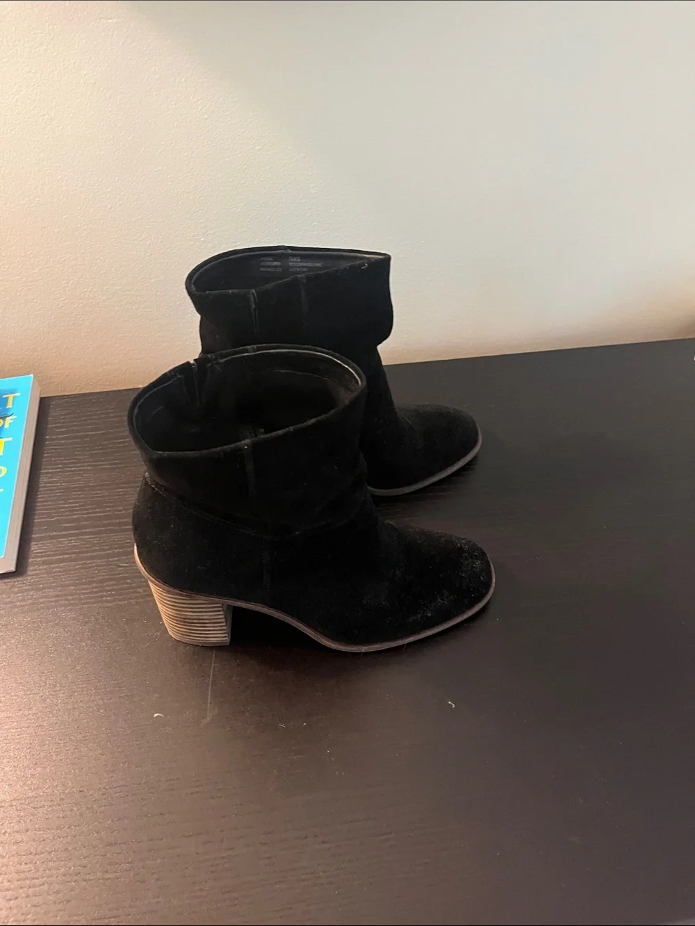 Lucky Brand Black Suede Slouch Ankle Booties